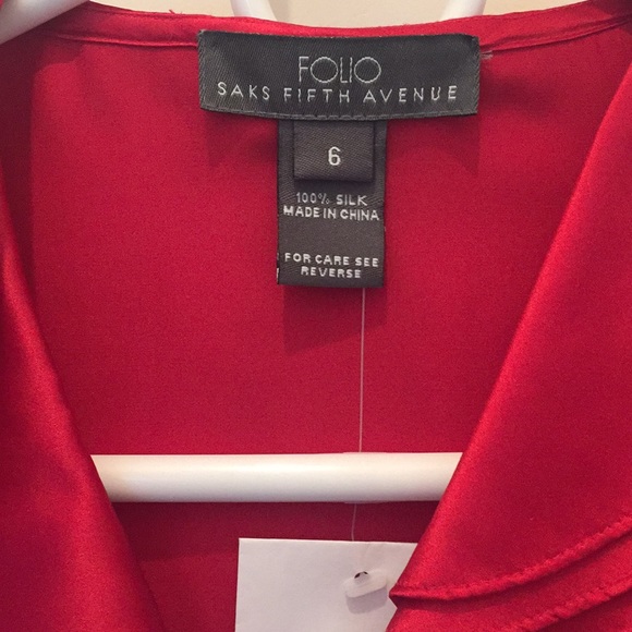 COPY - NWT Saks silk top with ruffled collar/sleeves. - Picture 2 of 5